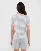 Pijama mujer corto manga corta rayas gris