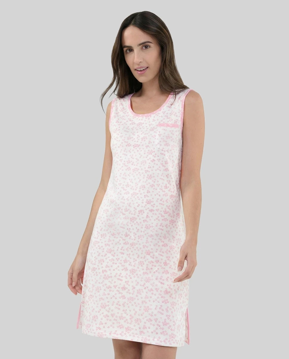 Camisón corto sin mangas flores rosas