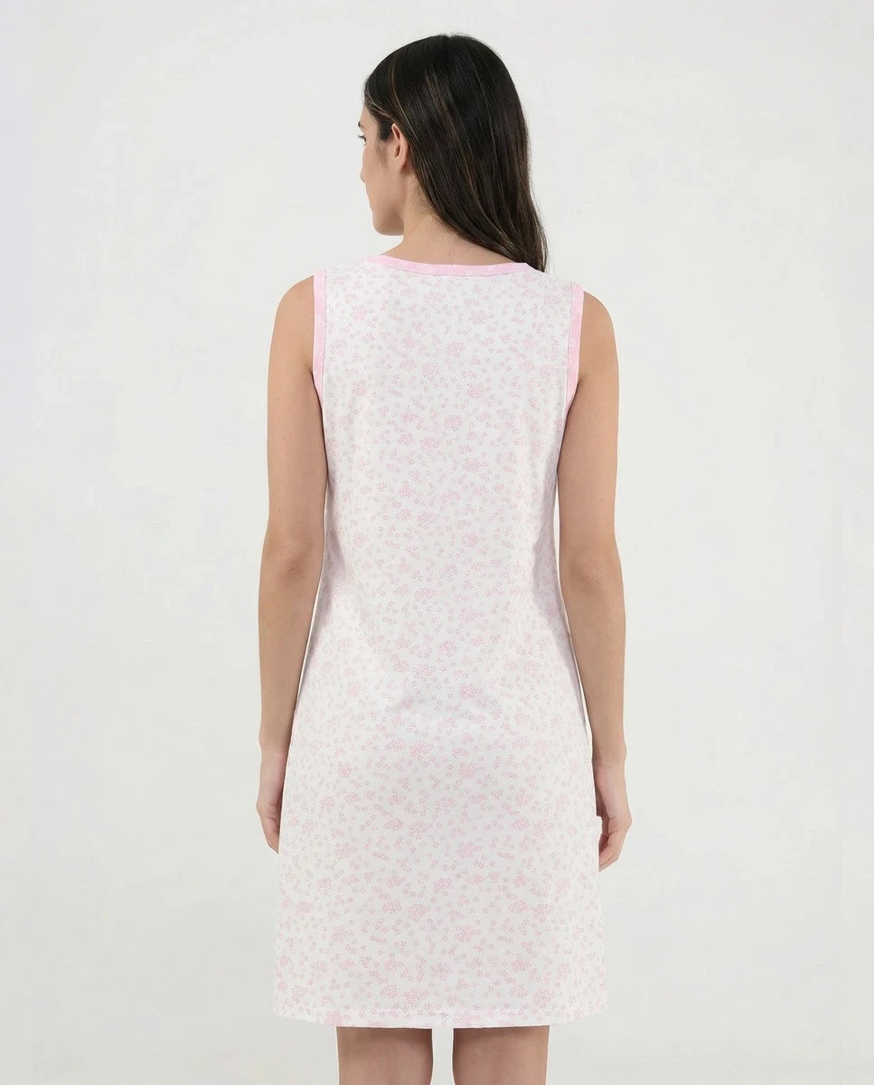 Camisón corto sin mangas flores rosas