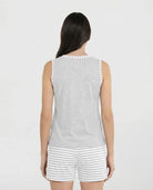 Pijama de mujer corto sin mangas rayas gris