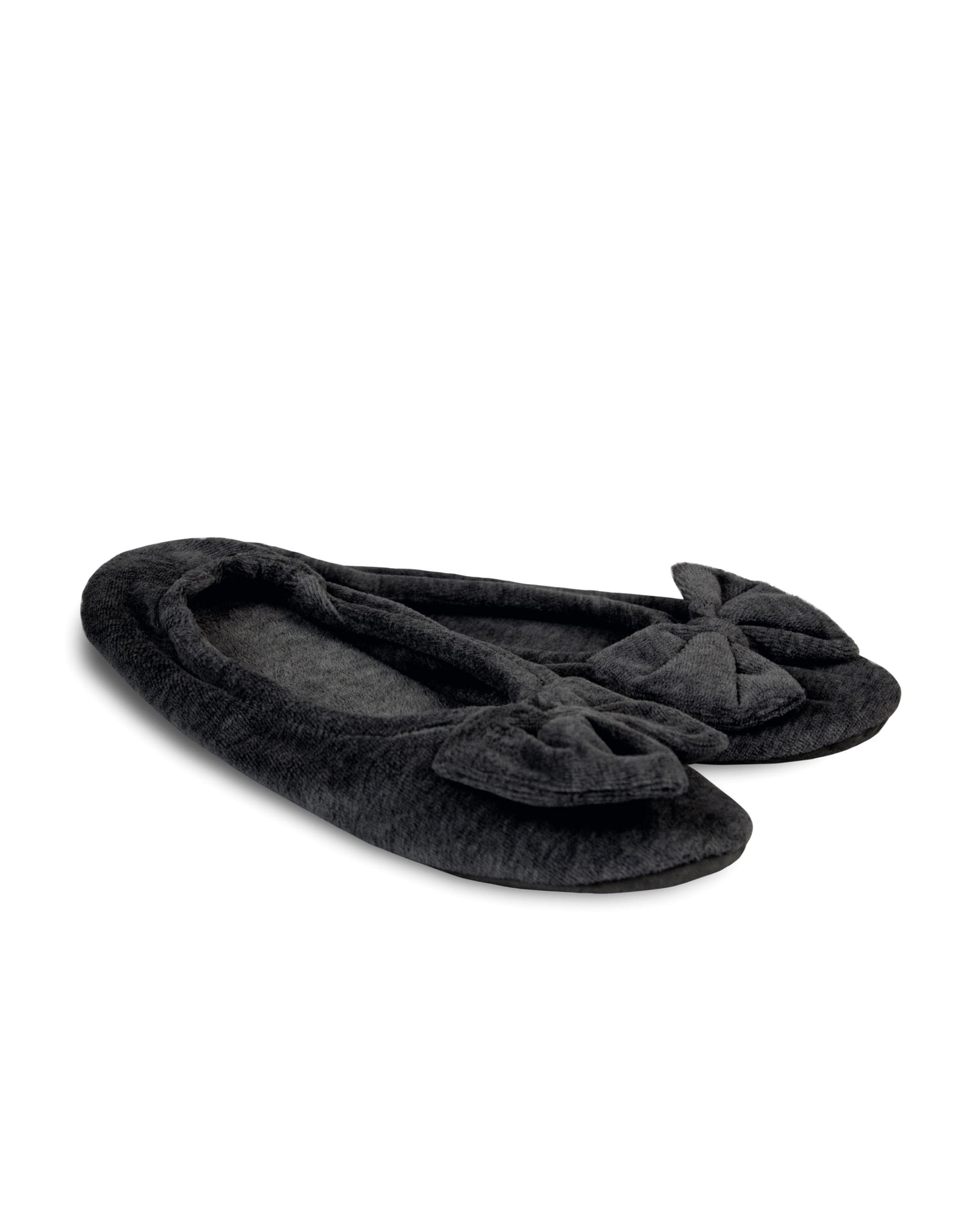 Zapatilla de invierno cerrada de terciopelo negro con suela flexible