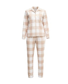 Pijama de invierno manga larga abierto de cuadros camel