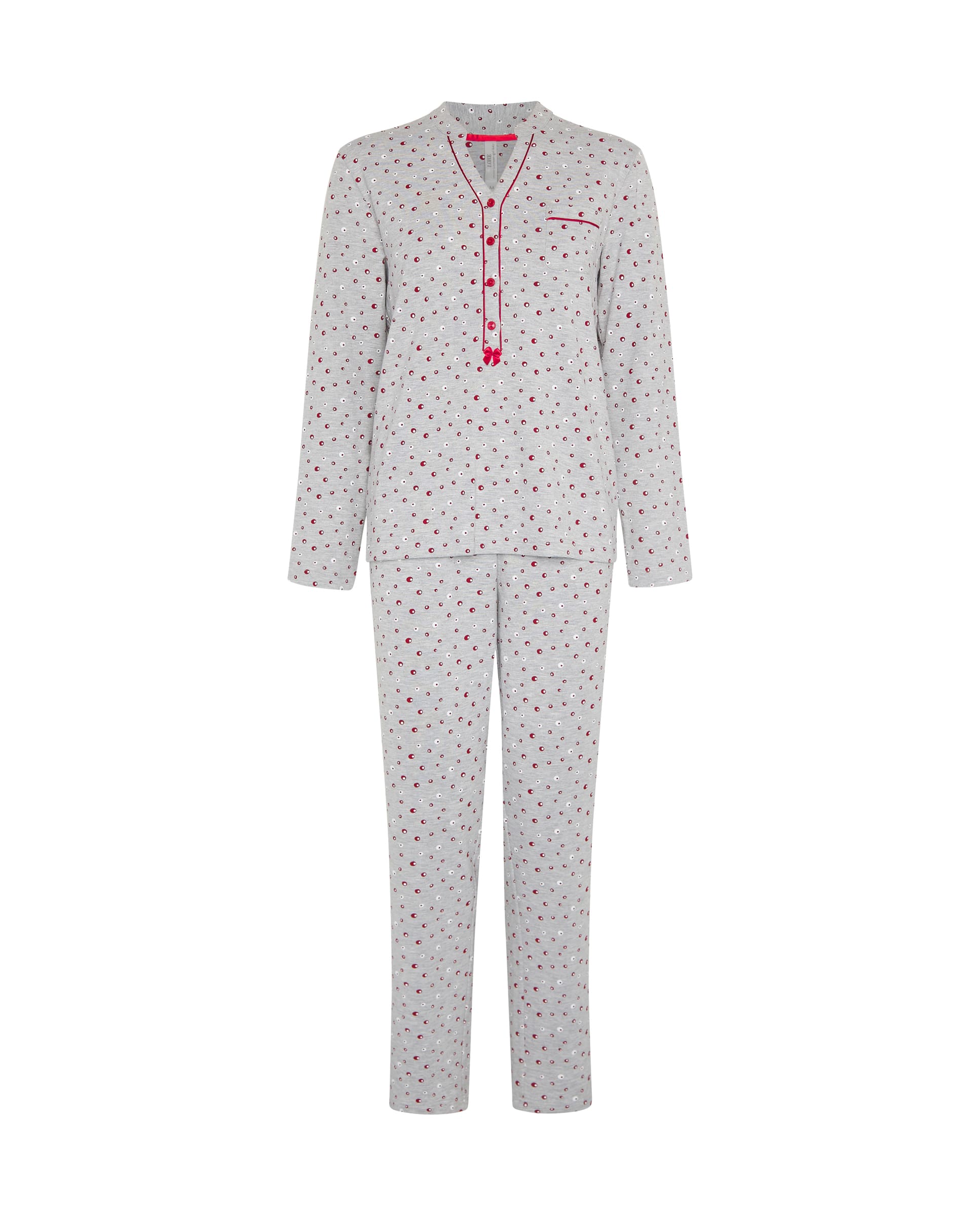 Pijama de invierno manga larga vigoré burdeos de topos