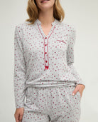 Pijama de invierno manga larga vigoré burdeos de topos