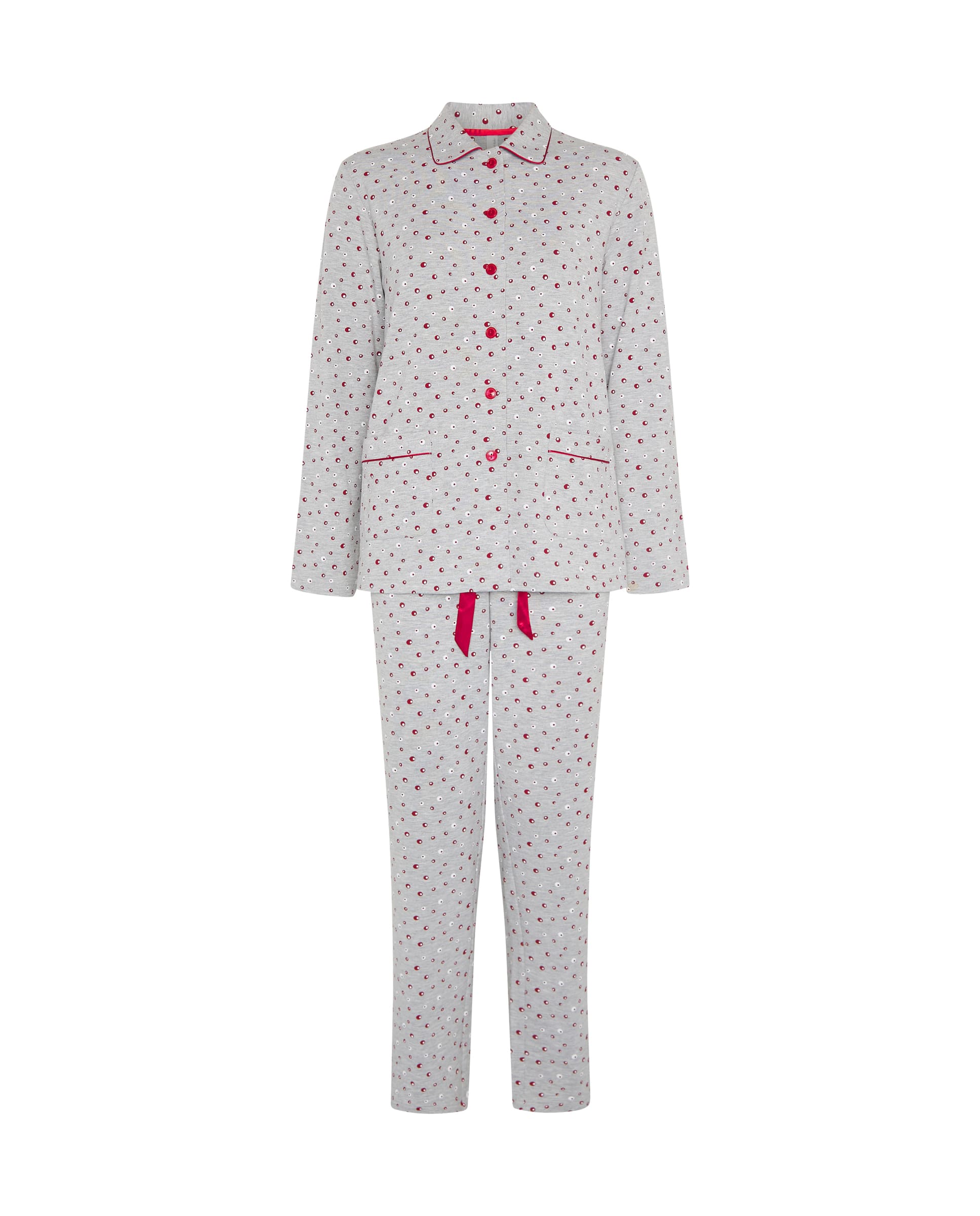 Pijama de invierno manga larga abierto vigoré burdeos de topos