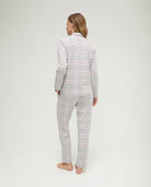 Pijama de invierno manga larga abierto de cuadros malva