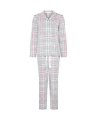 Pijama de invierno manga larga abierto de cuadros malva