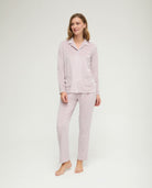 Pijama de invierno manga larga abierto vigoré malva cuello solapa