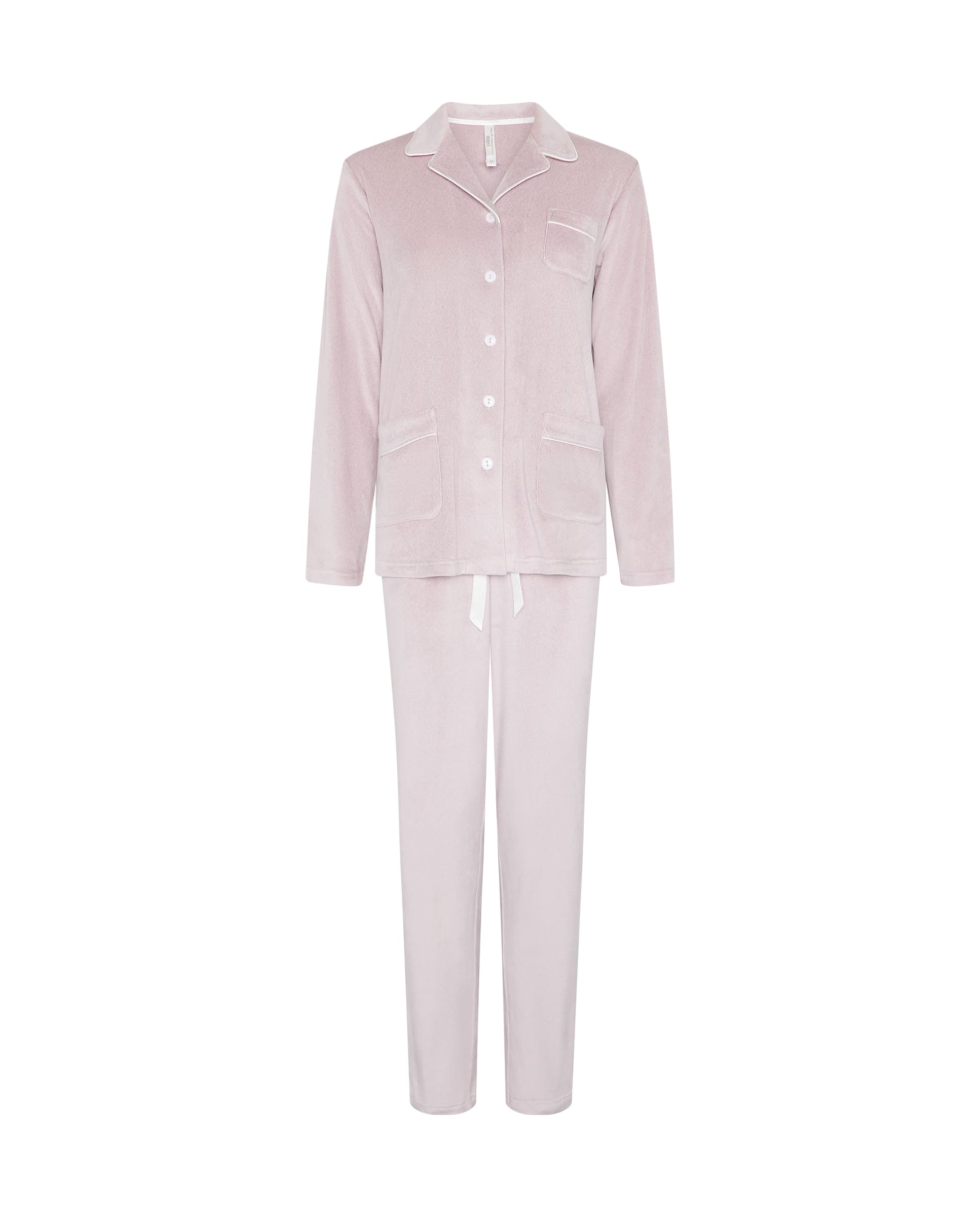 Pijama de invierno manga larga abierto vigoré malva cuello solapa