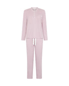 Pijama de invierno manga larga vigoré malva cuello pico de cuadritos
