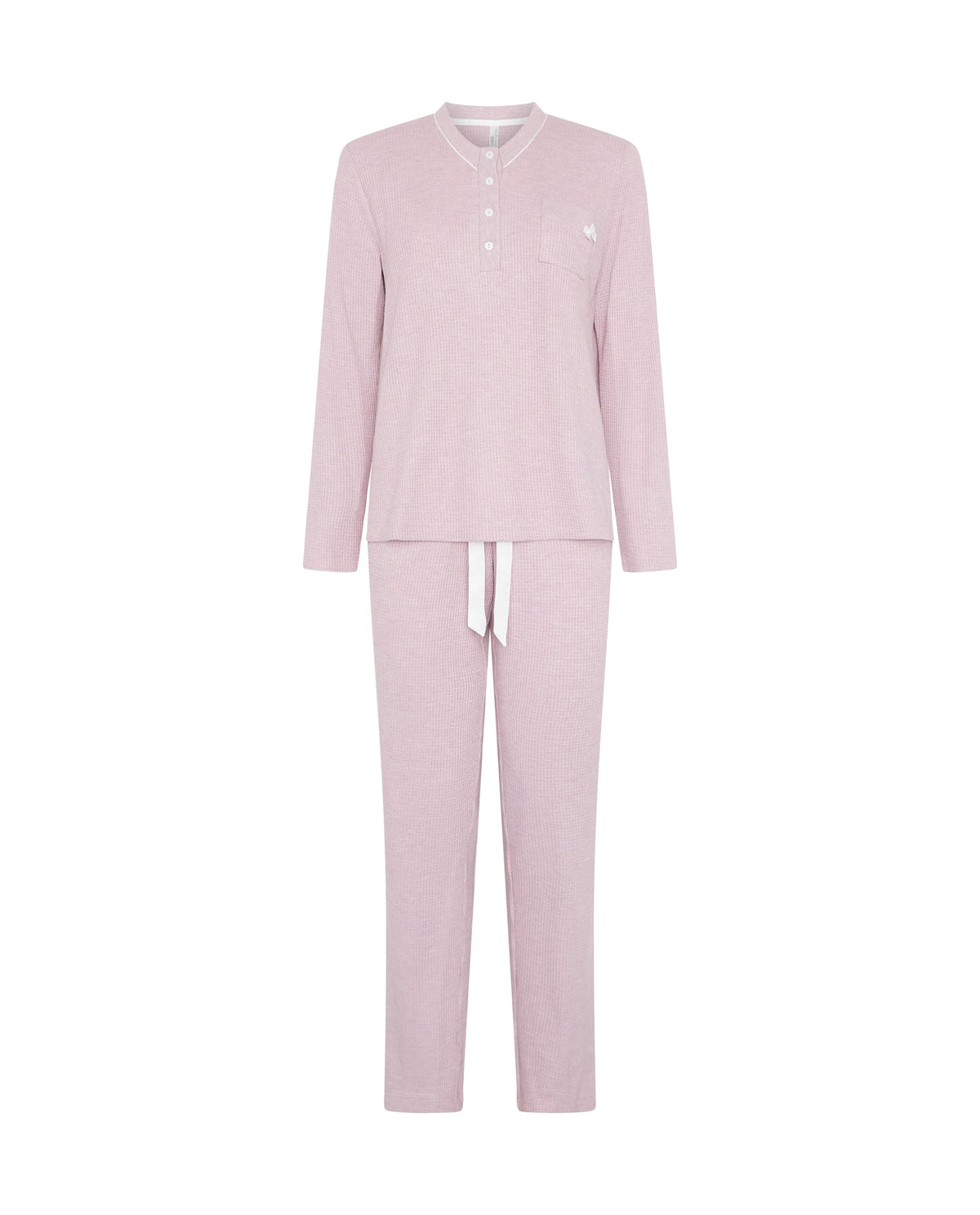 Pijama de invierno manga larga vigoré malva cuello pico de cuadritos