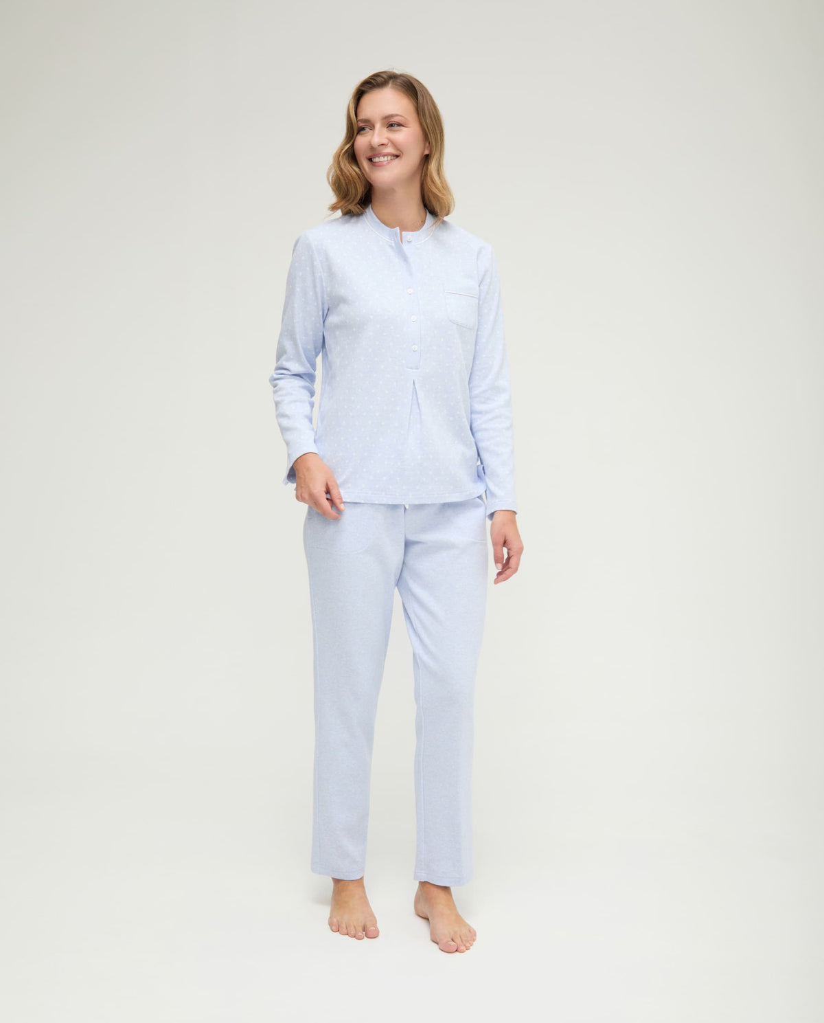 Pijama de invierno manga larga vigoré azul de corazones