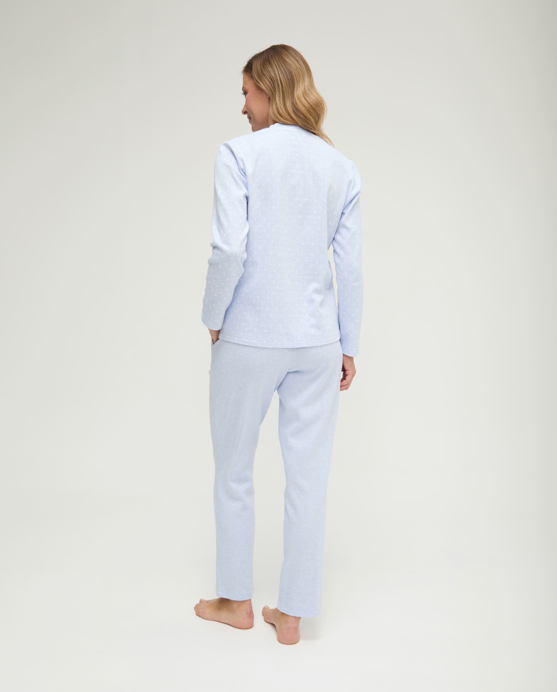 Pijama de invierno manga larga vigoré azul de corazones