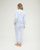 Pijama de invierno manga larga vigoré azul cuello pico de corazones