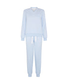 Pijama de invierno manga larga vigoré azul cuello pico de corazones
