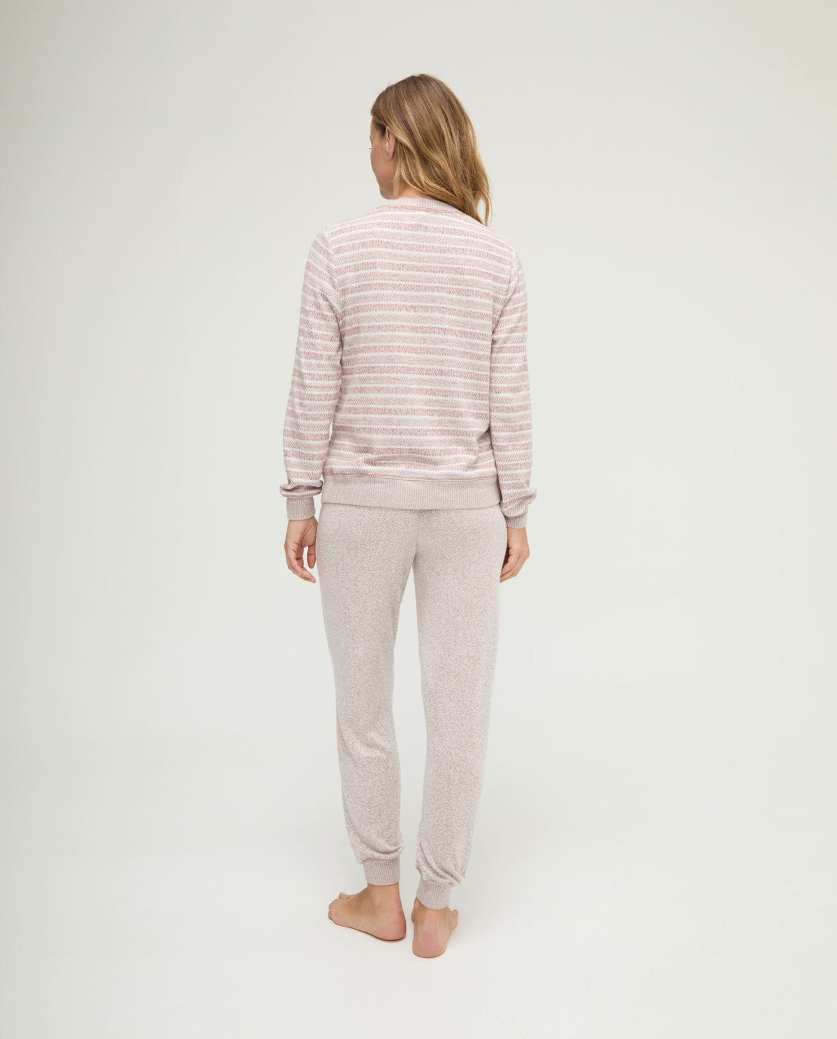 Pijama de invierno manga francesa vigoré marrón de rayas