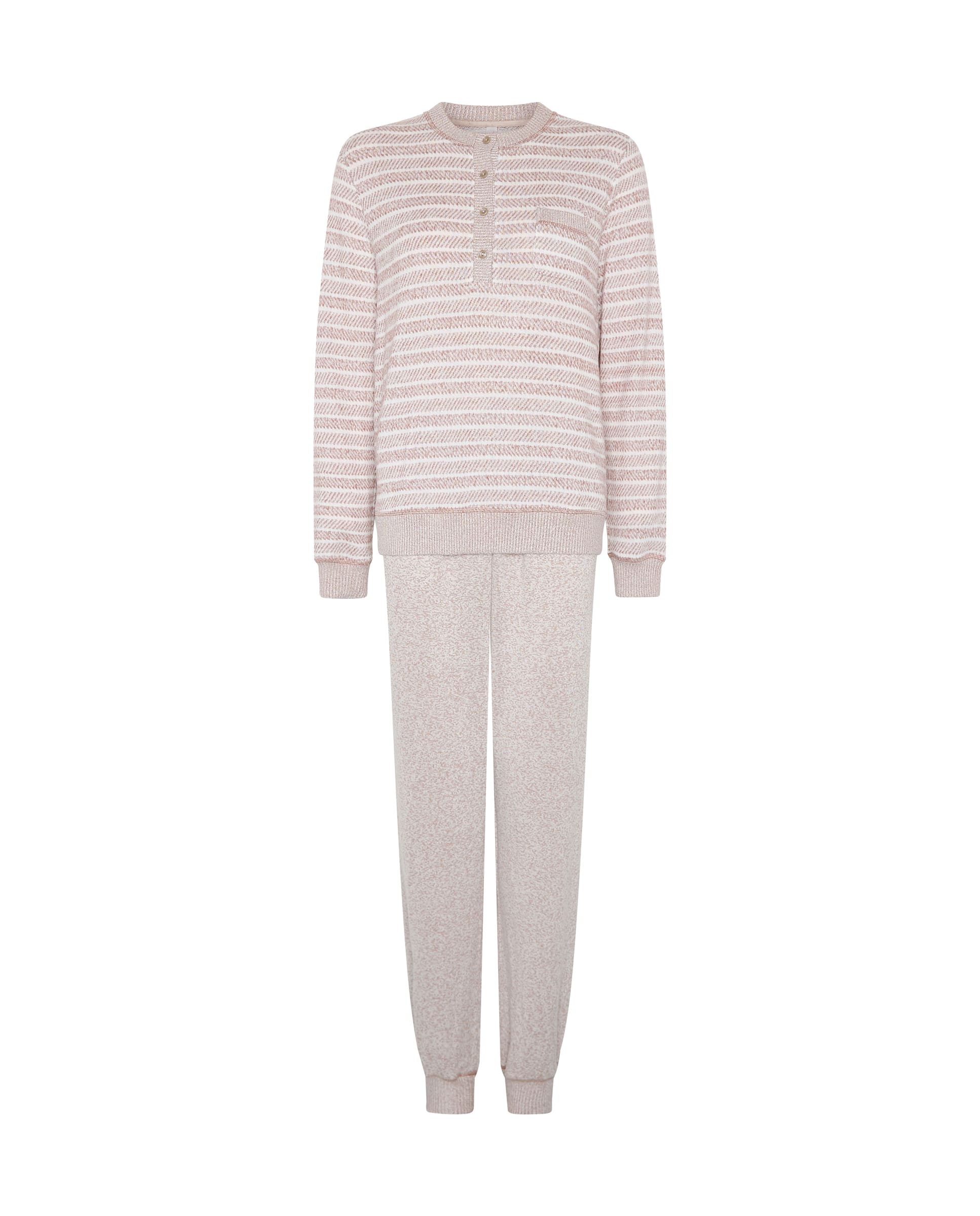 Pijama de invierno manga francesa vigoré marrón de rayas
