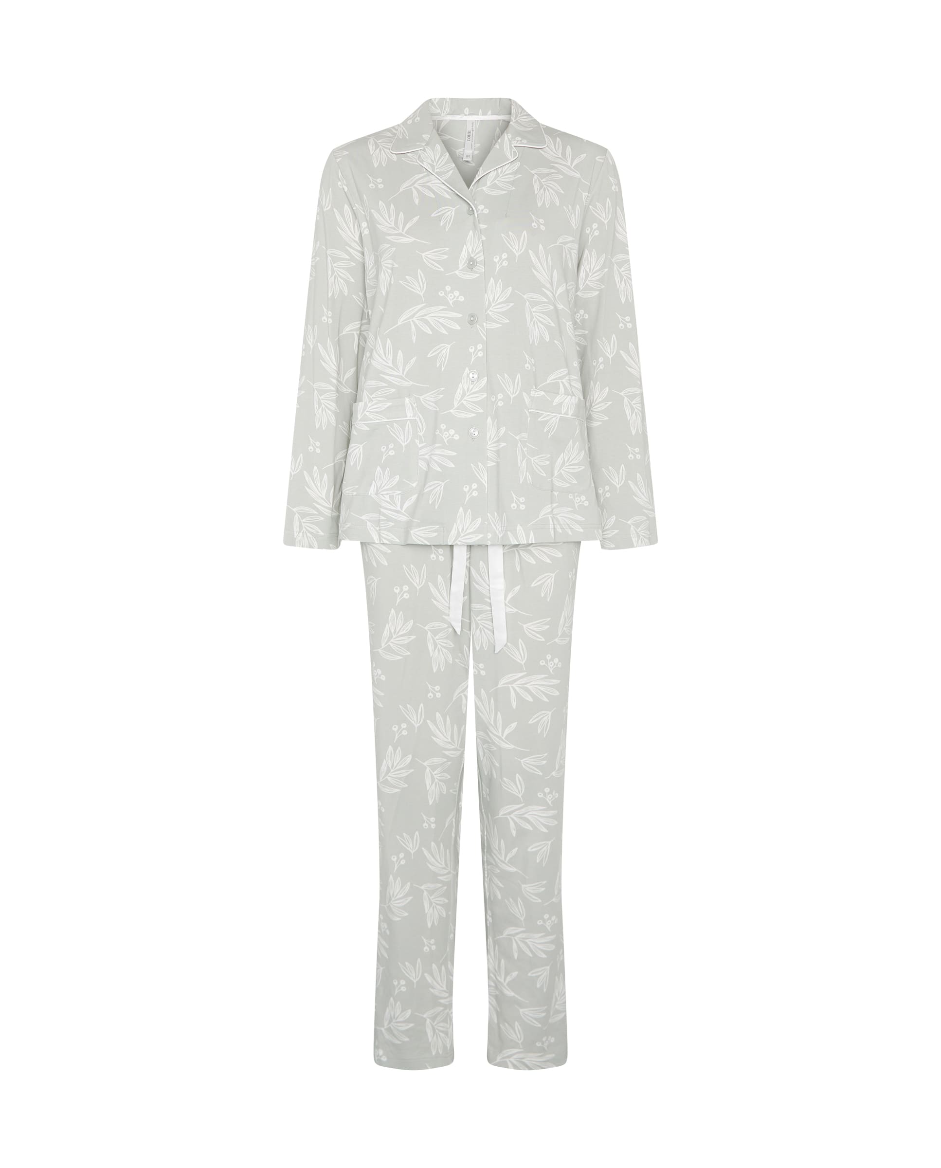 Pijama de invierno manga larga abierto verde de hojas