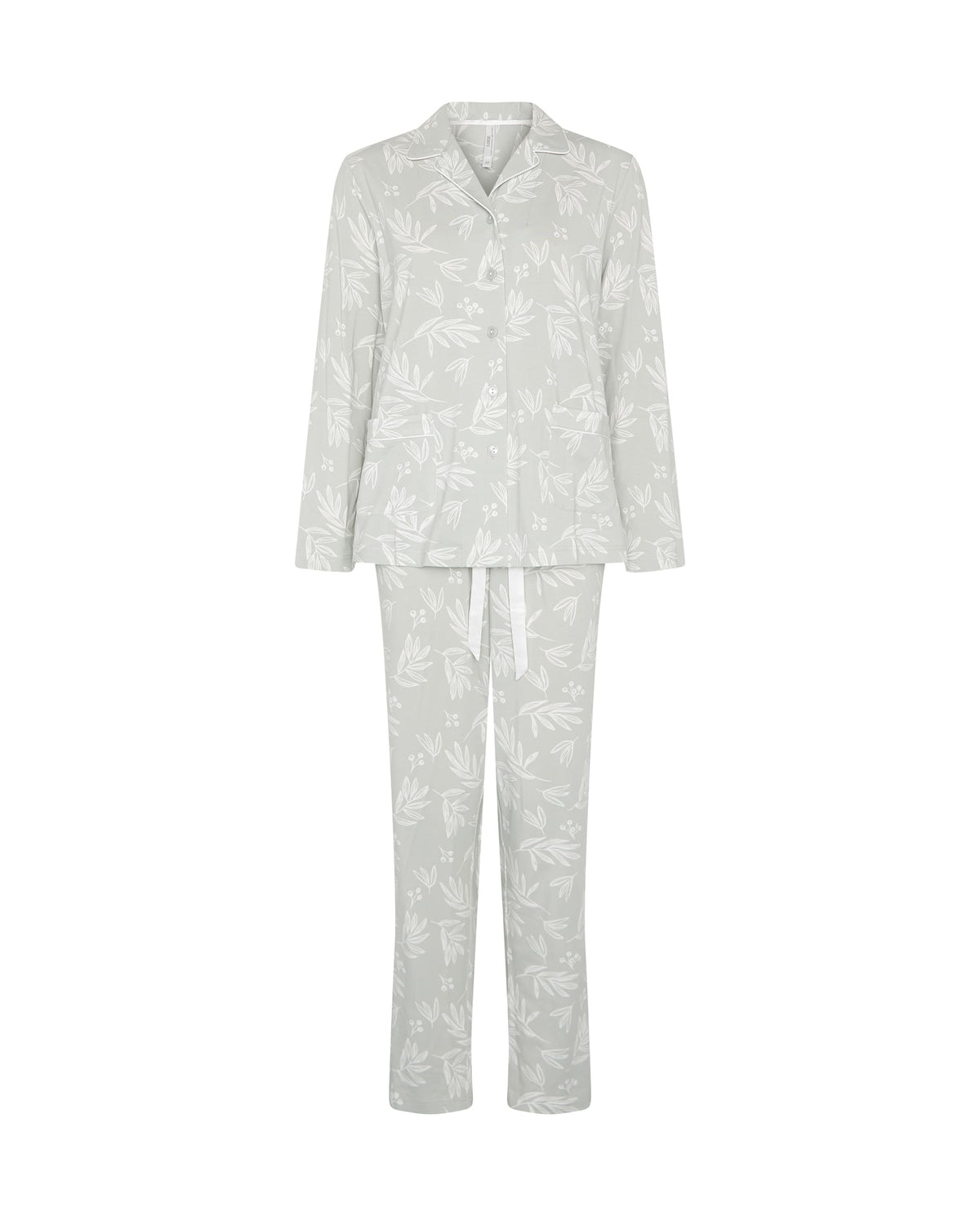 Pijama de invierno manga larga abierto verde de hojas