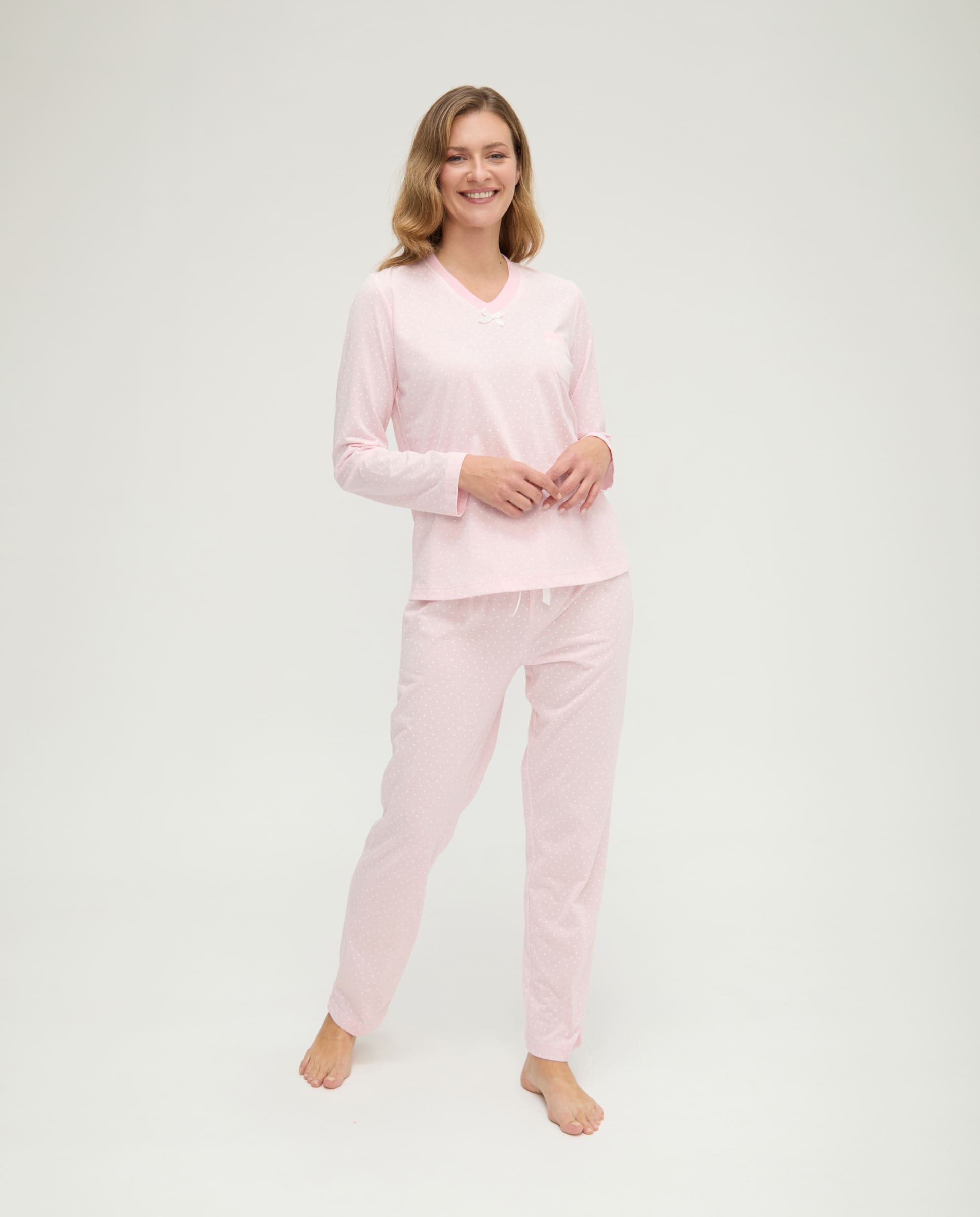 Pijama de invierno manga larga vigoré rosa de corazoncitos