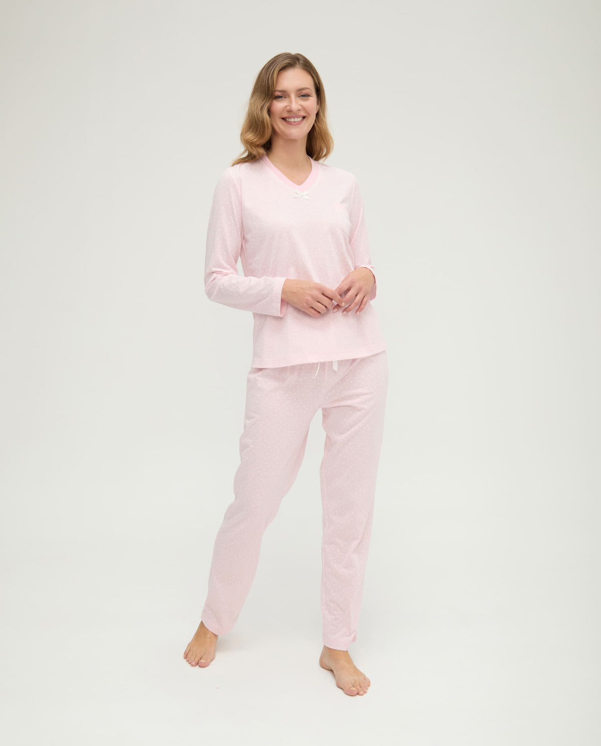 Pijama de invierno manga larga vigoré rosa de corazoncitos