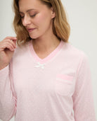 Pijama de invierno manga larga vigoré rosa de corazoncitos