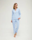 Pijama de invierno manga larga lencero de raso marfil