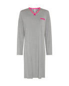 Camisón de invierno manga larga vigoré gris cuello pico con puntilla