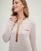 Camisón de invierno manga larga abierto vigoré marrón cuello redondo