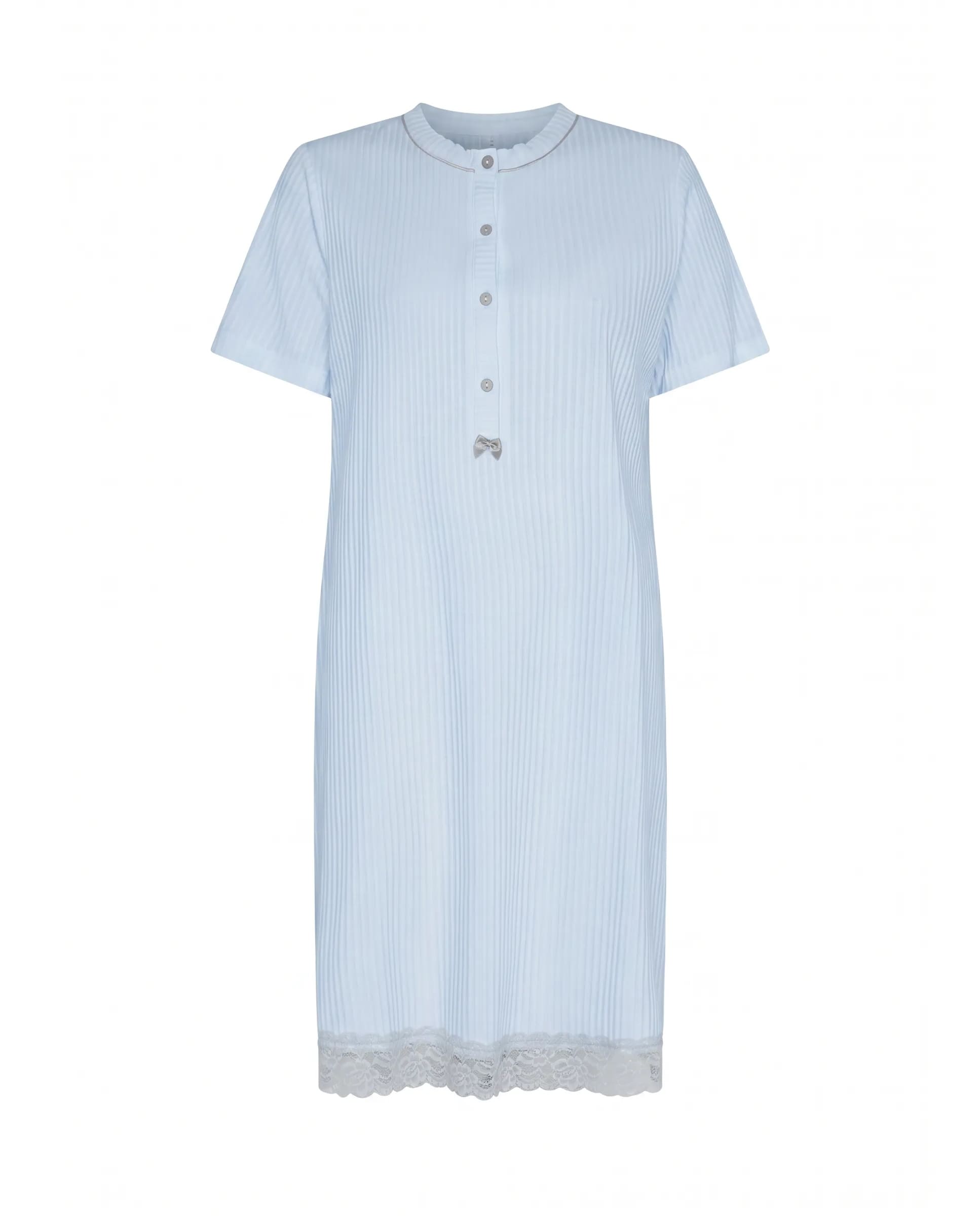 Camisón de invierno manga corta lencero marfil con puntilla