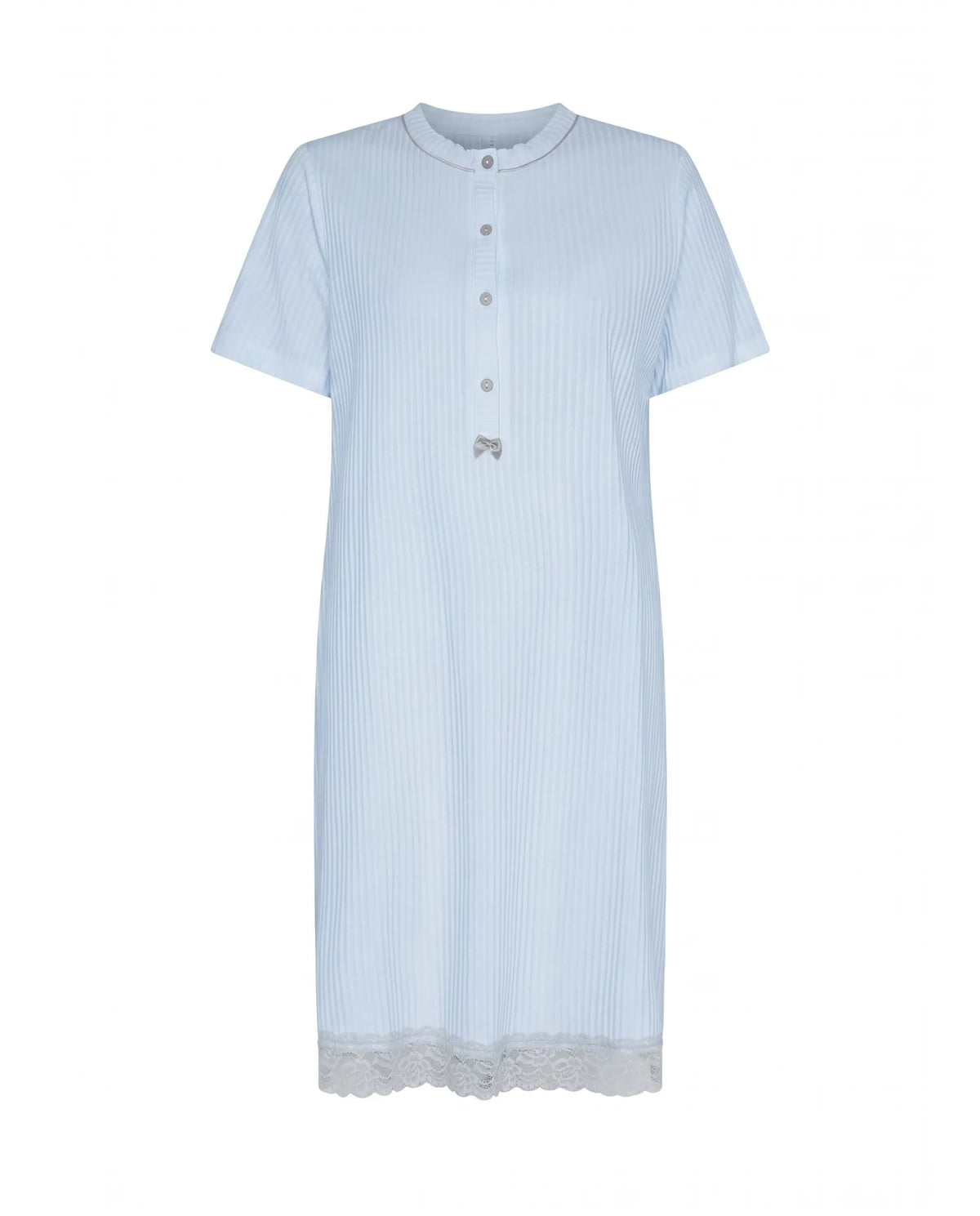 Camisón de invierno manga corta lencero marfil con puntilla