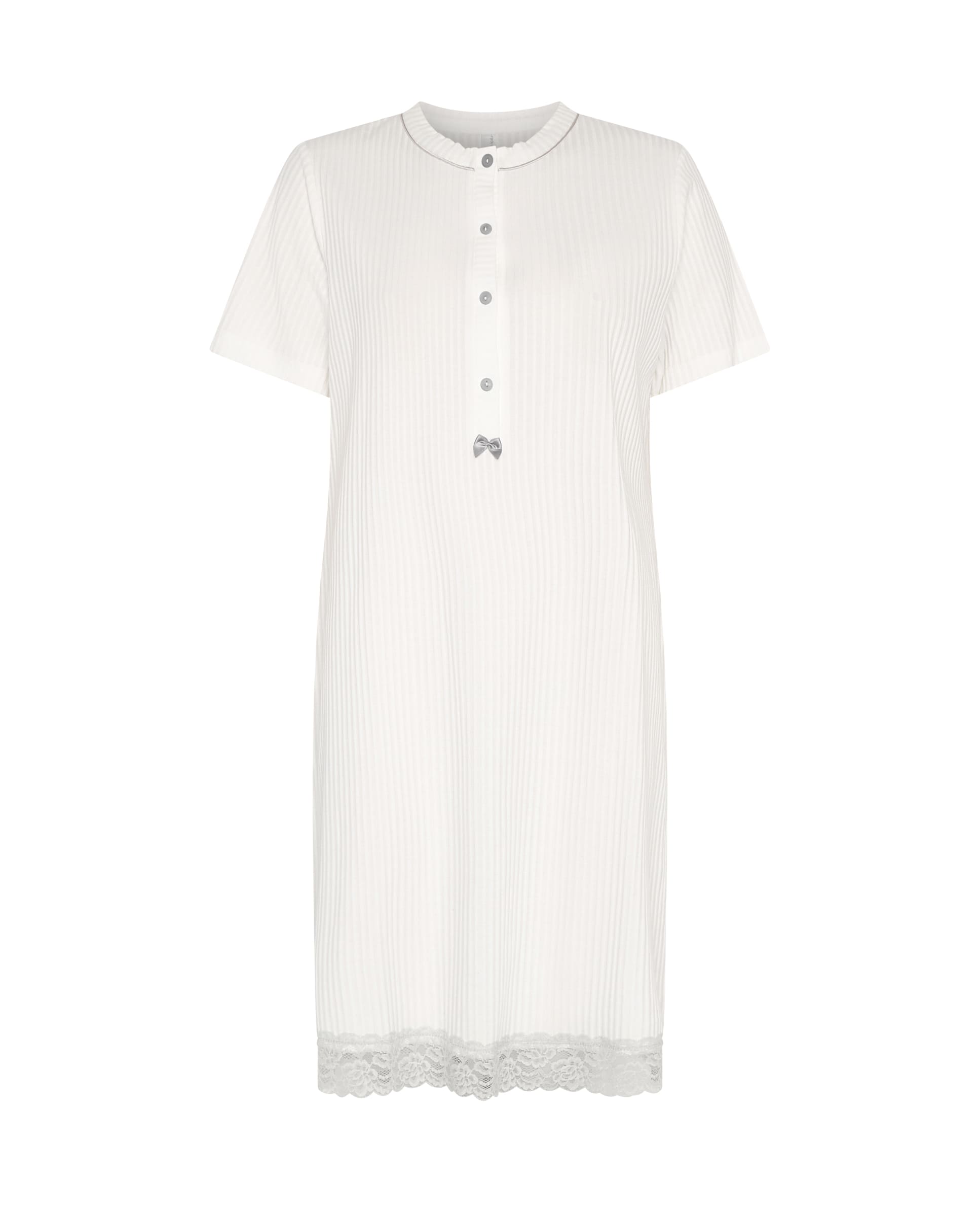 Camisón de invierno manga corta lencero marfil con puntilla