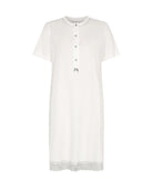 Camisón de invierno manga corta lencero marfil con puntilla