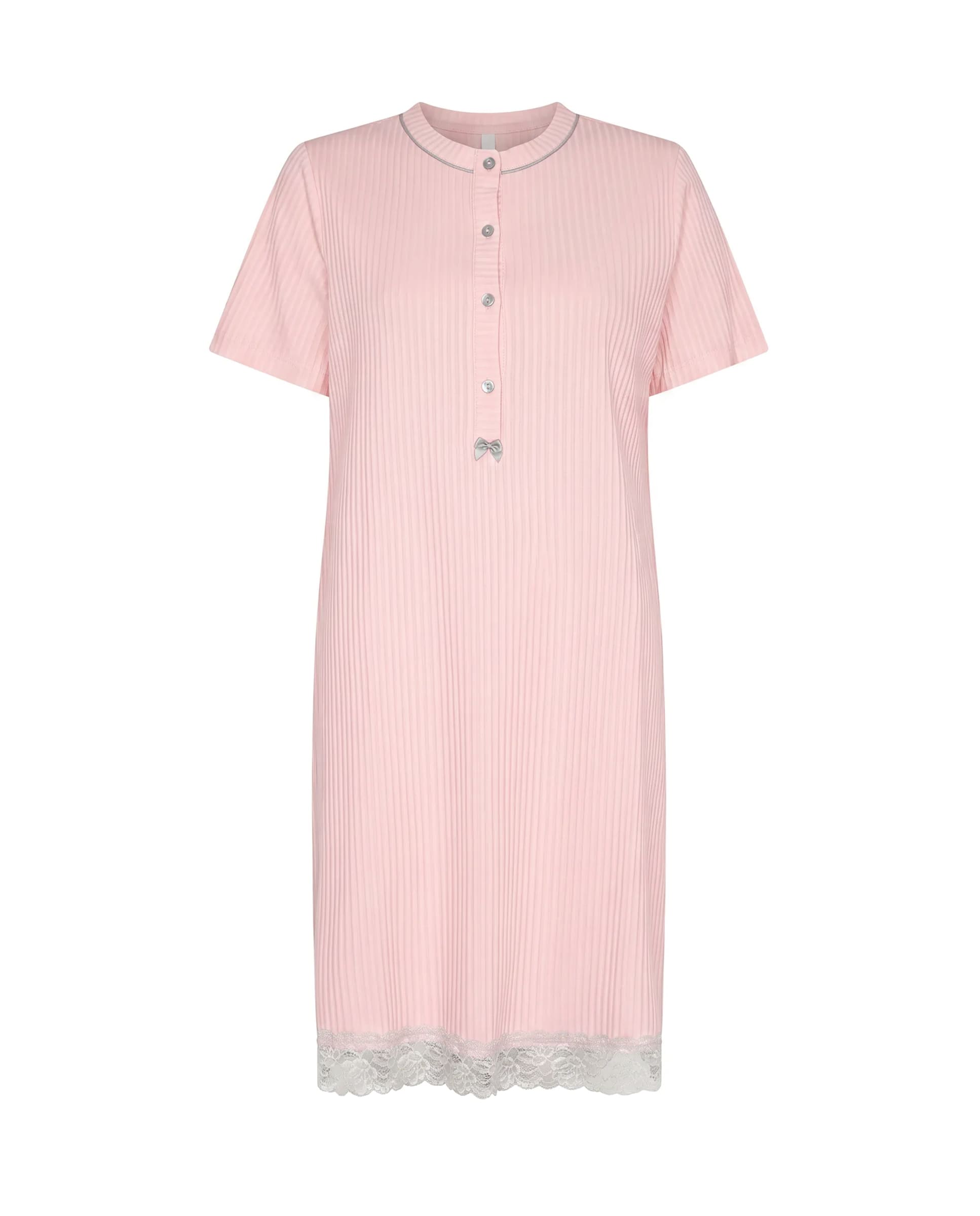 Camisón de invierno manga corta lencero marfil con puntilla