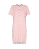 Camisón de invierno manga corta lencero marfil con puntilla
