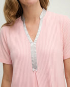 Camisón de invierno manga corta lencero de raso marfil