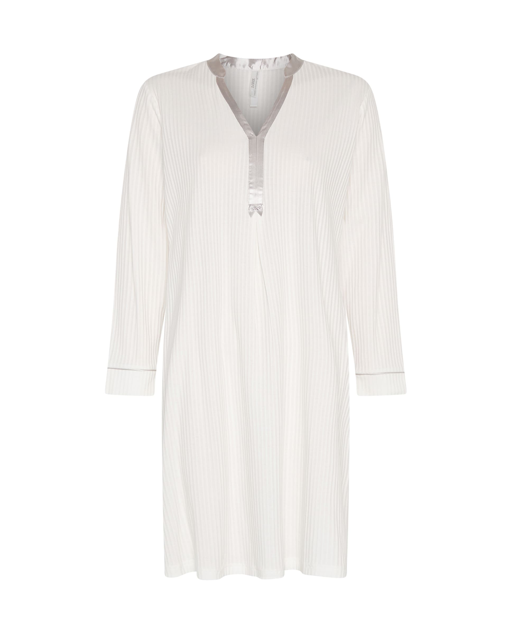 Camisón de invierno manga larga lencero de raso marfil
