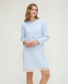 Camisón de invierno manga larga lencero marfil con puntilla