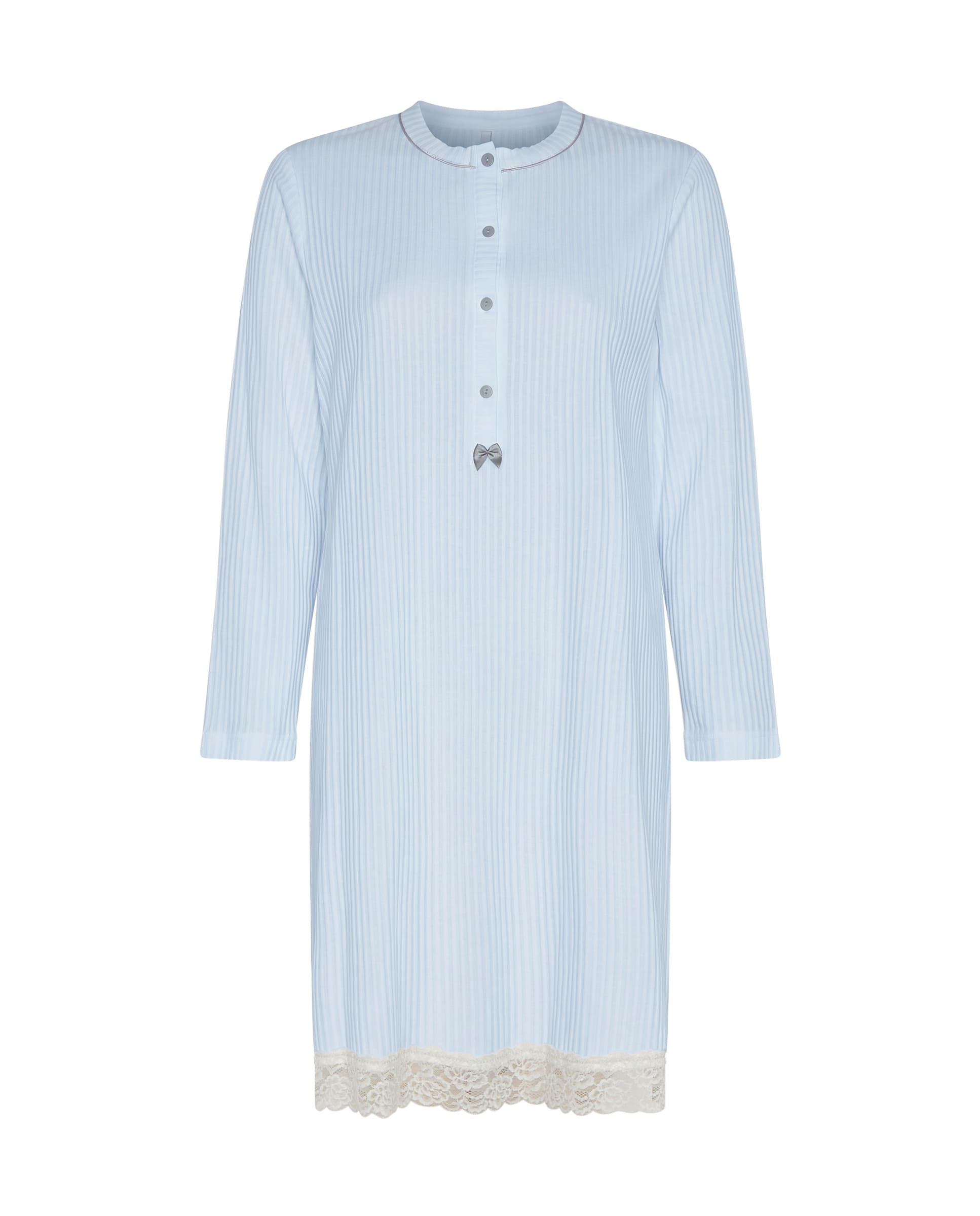 Camisón de invierno manga larga lencero marfil con puntilla