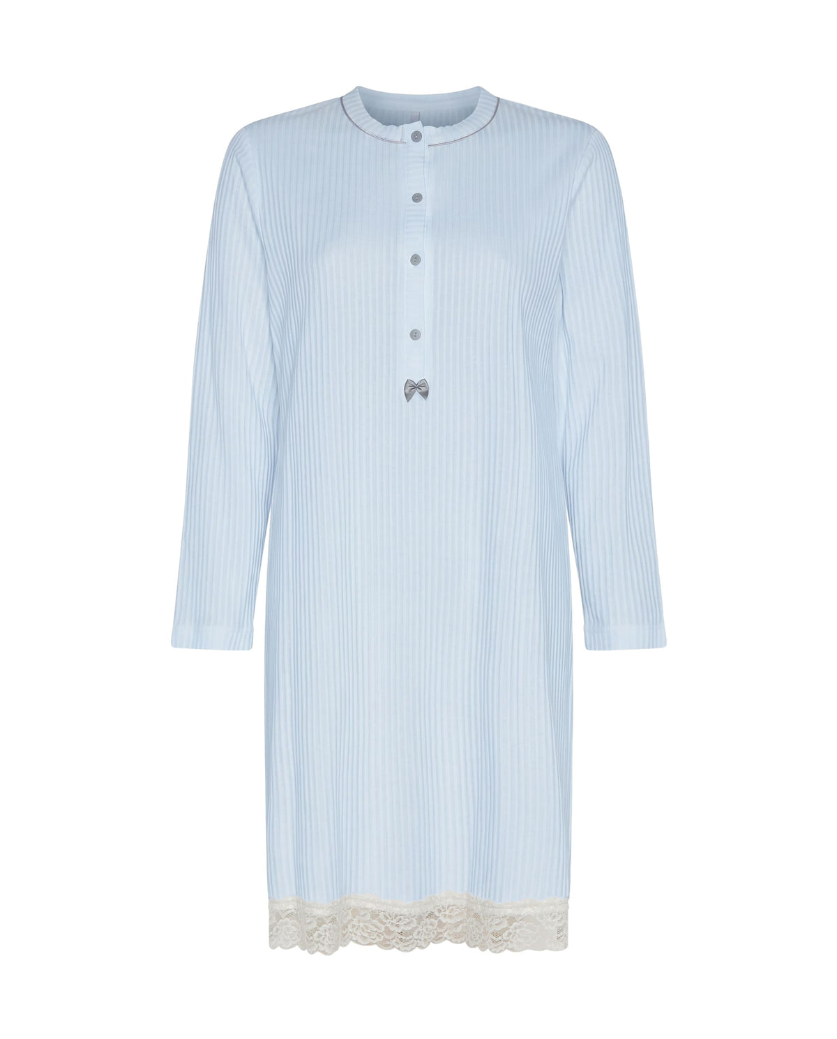 Camisón de invierno manga larga lencero marfil con puntilla