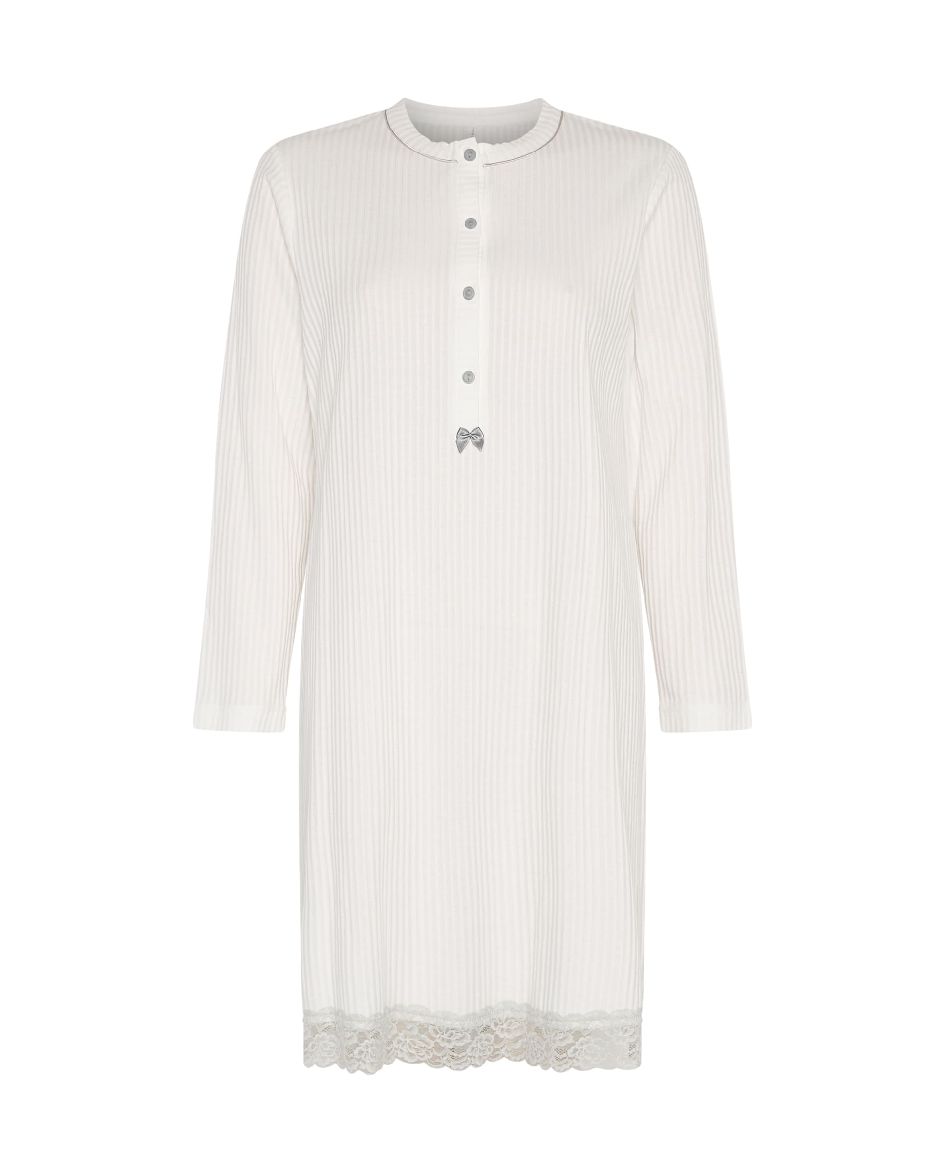 Camisón de invierno manga larga lencero marfil con puntilla