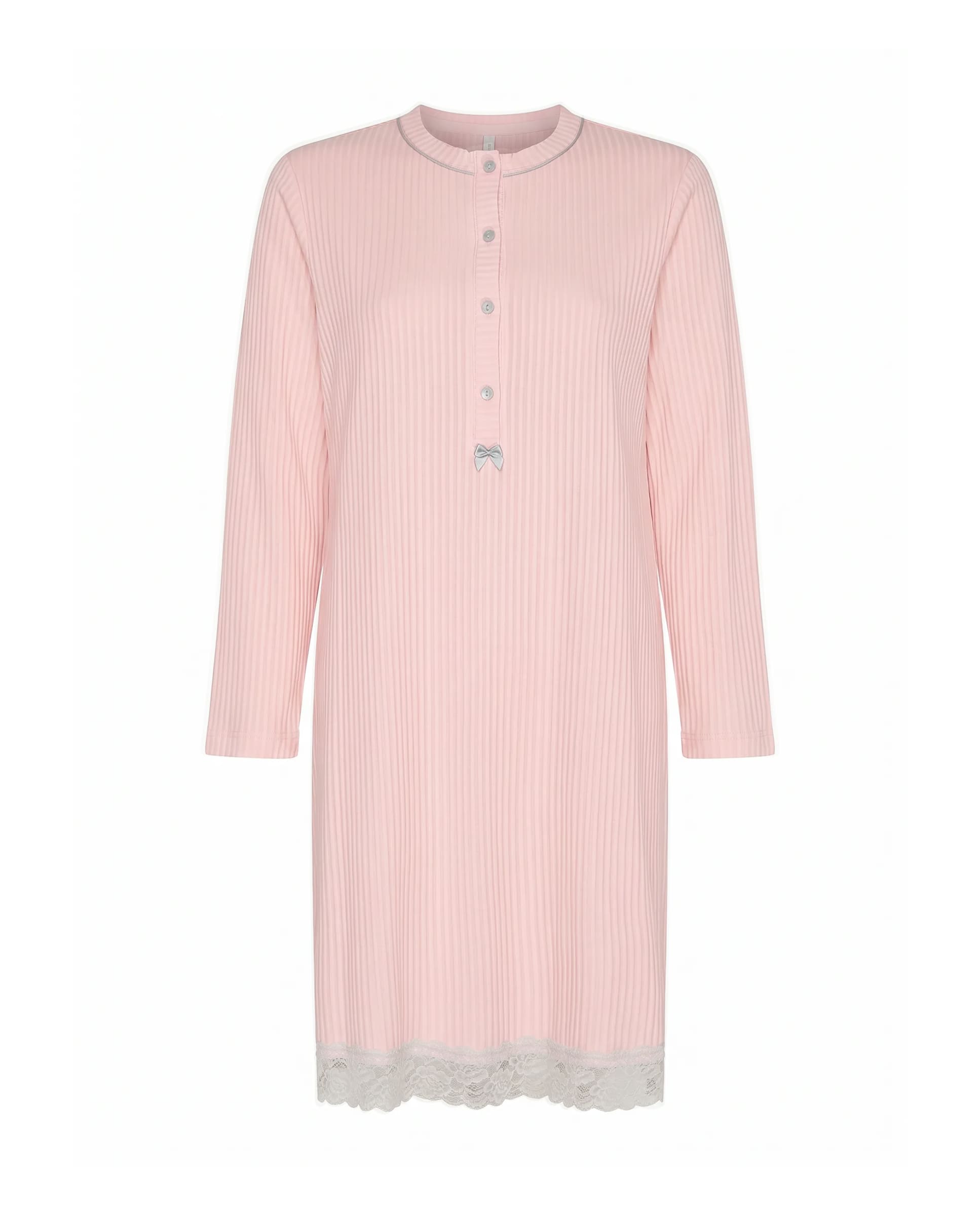 Camisón de invierno manga larga lencero marfil con puntilla