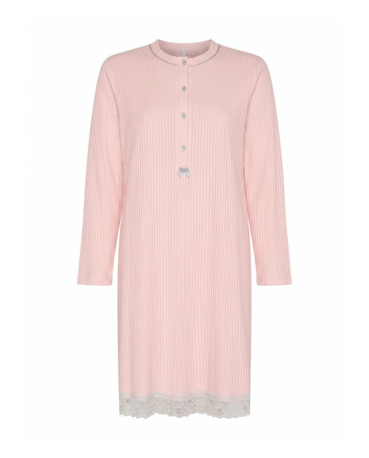 Camisón de invierno manga larga lencero marfil con puntilla