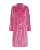 Bata de invierno abierta con botones jacquard rosa