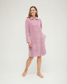 Bata de invierno a la rodilla jacquard malva con bolsillos