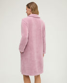 Bata de invierno a la rodilla jacquard malva con bolsillos
