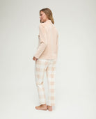 Pijama de invierno manga larga micropolar camel de cuadros