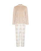 Pijama de invierno manga larga micropolar camel de cuadros