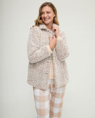Conjunto pijama y bata de invierno canalé camel de cuadros