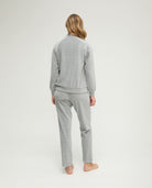 Pijama de invierno manga larga terciopelo gris con cremallera